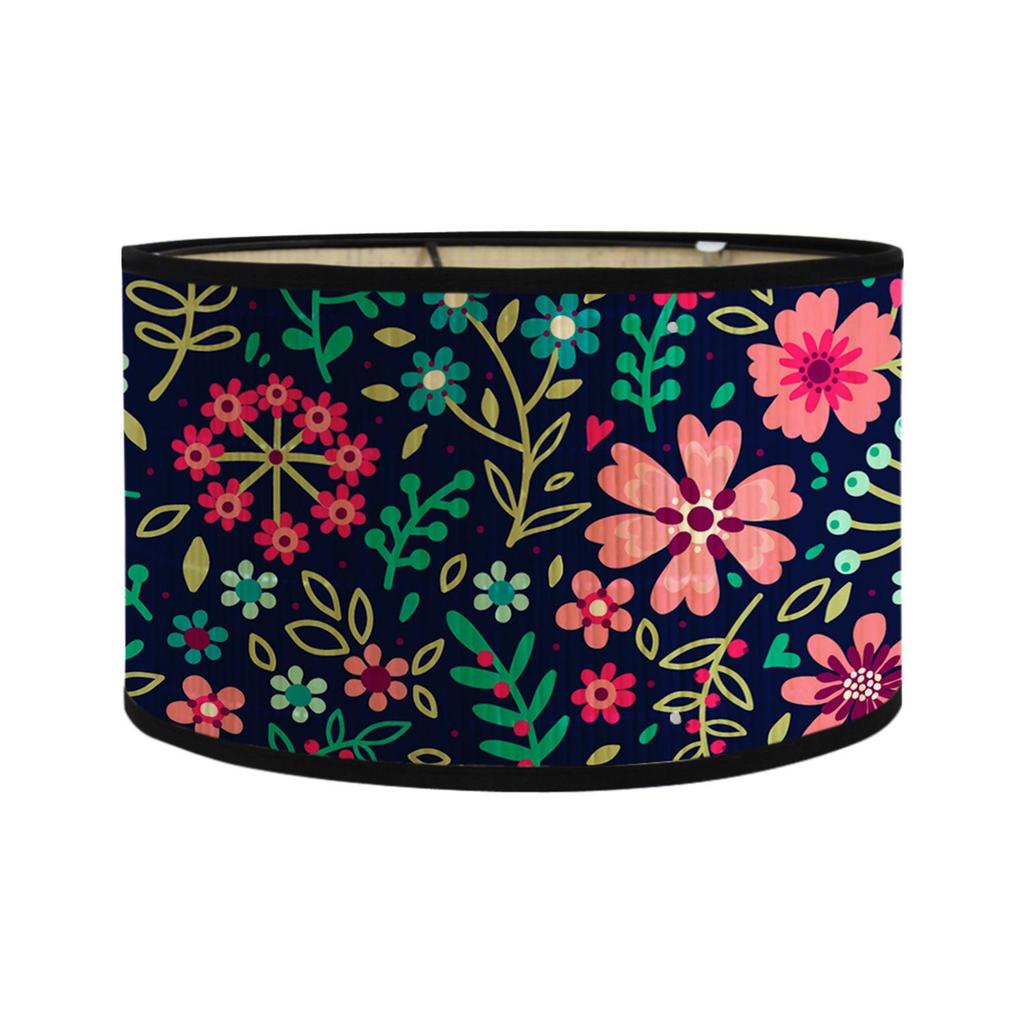 Bohemian Natural Bamboo Floral Printed Handmade Lampshade - Detachable Woven Table Lamp