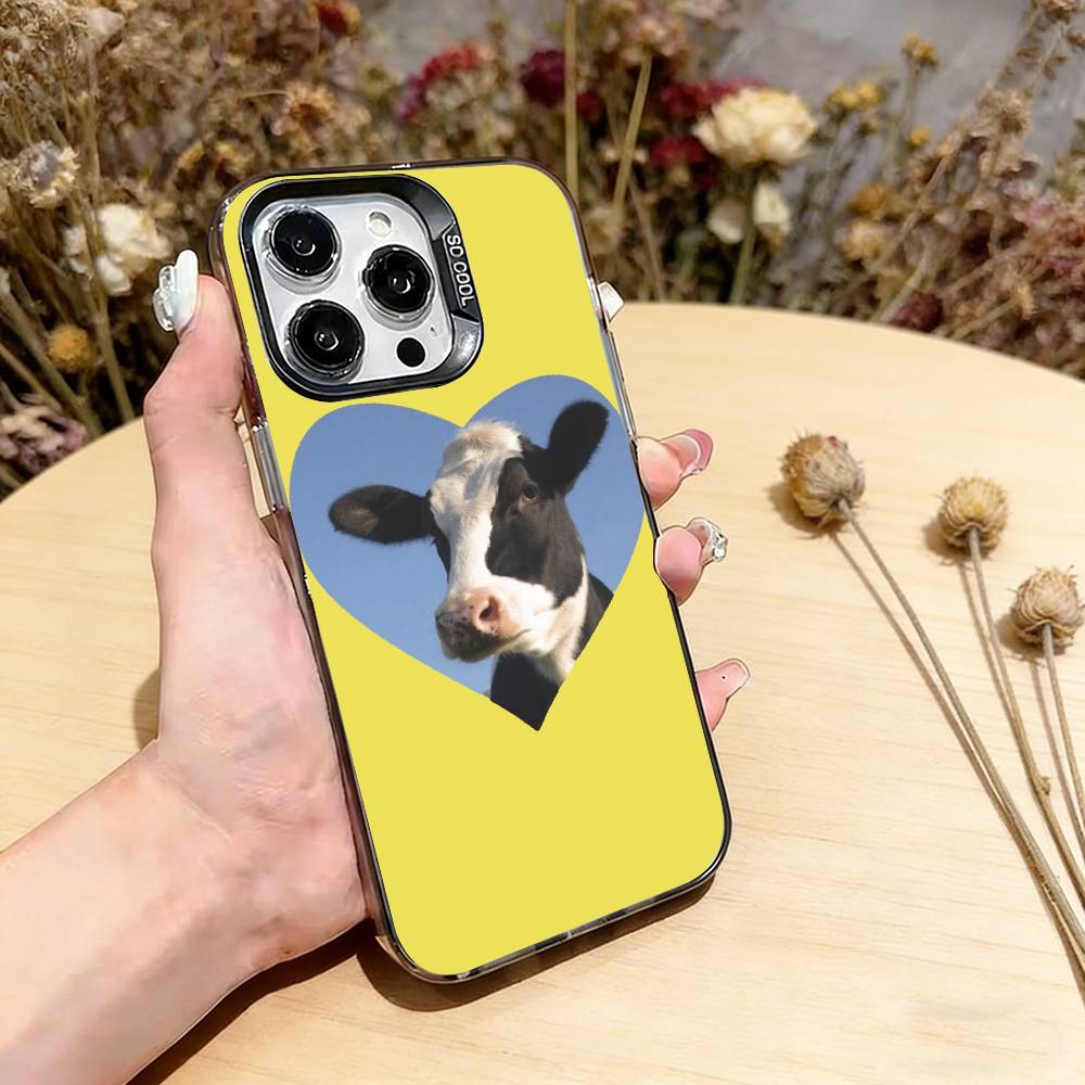 Funny cute cows Phone Case For iPhone 17,16,15,14,13,12,11 Plus,Pro Max,XS,Colored Silver Plated Inside Cover
