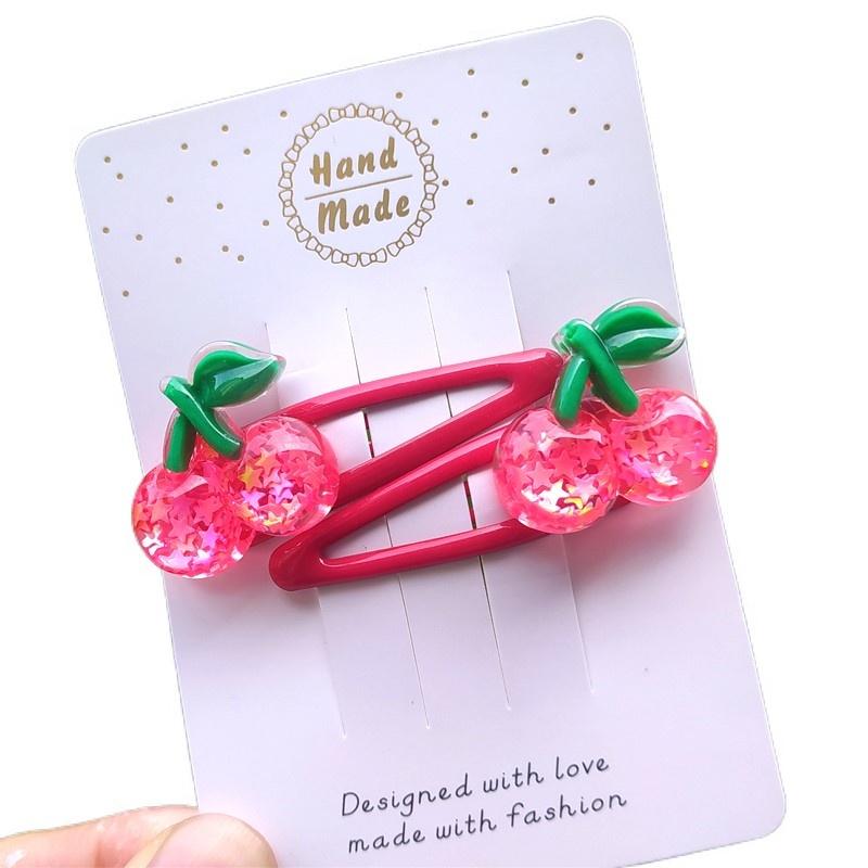 

2 PCS New Sequined Flower Cherry Kids Hairpins Baby Hair Clips Headdress Girls Lovely Hair Accessories Children Headwear
