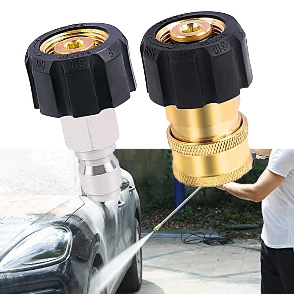 Pressure Washer Adapter Set M22 14mm to 3/8 Inch Quick Connect Coupler Kit Brass Fits Hose Pump Thread Conversion