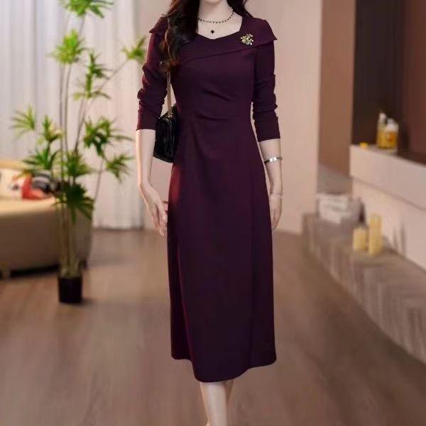 

2025 Осень Элегантное Платье для Мамы с Длинным Рукавом, Подчеркивающее Талию M (recommended 85-105 jin)