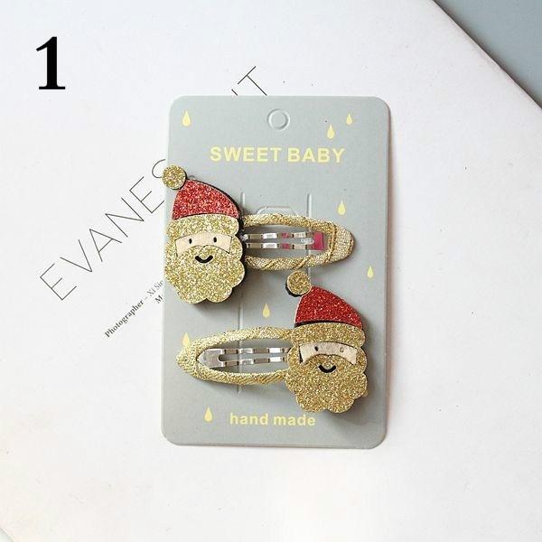 2pcs Girls Cute Christmas Hairpins Hair Clip Cartoon Headwear Kids Barrettes Gift Hair Accessories