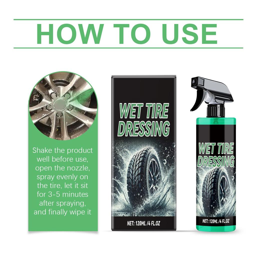 Car Tire Gloss Spray Car Tire Decontamination Polishing Maintenance Brightening Liquid Coating Agent 120ml