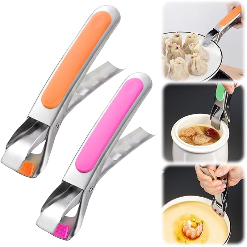 2 Pcs Multi-Function Bowl Clip Stainless Steel Anti-Scald Bowl Holder for Kitchen Gripper Clip Or Securely Lifting Hot Bowls Plates
