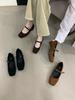French Retro Mary Jane Shoes Women's Autumn Models with Flat Bottom Square Head Single Shoes Inner Height Increase with Skirt Women's Shoes