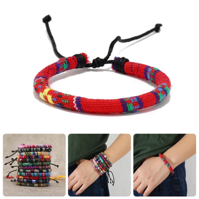 12Pcs Handmade Woven Bracelets Accessory Colorful Braided Bracelet Unique Wrist Chain for Layering or Single Wear