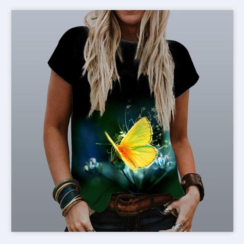 Summer T-Shirts Butterfly 3D Print Streetwear Women's Casual Fashion Oversized O-Neck T Shirt Female Girl Tops Tees Clothing