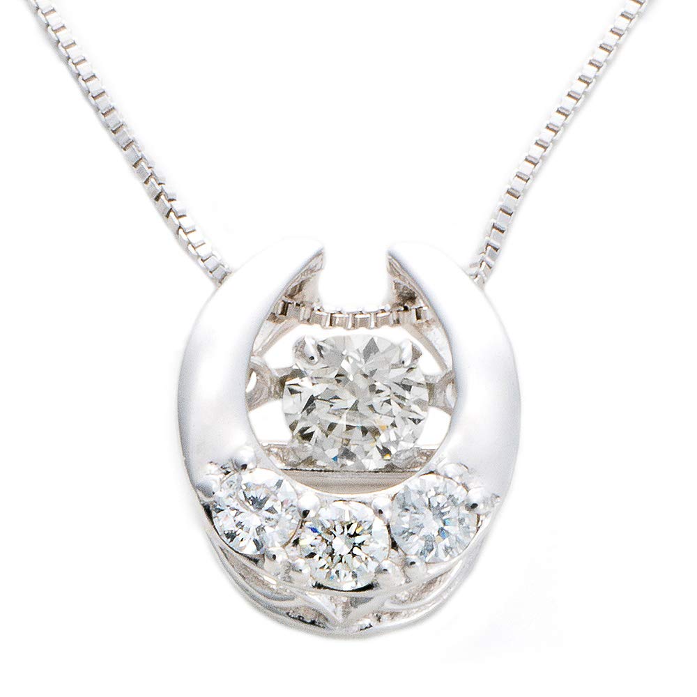 Jewel Forest Diamond Necklace in 18K White Gold with a Dancing Diamond Heart Drop and Single Dangling Diamond Includes Certificate of 0.2ct Stone,