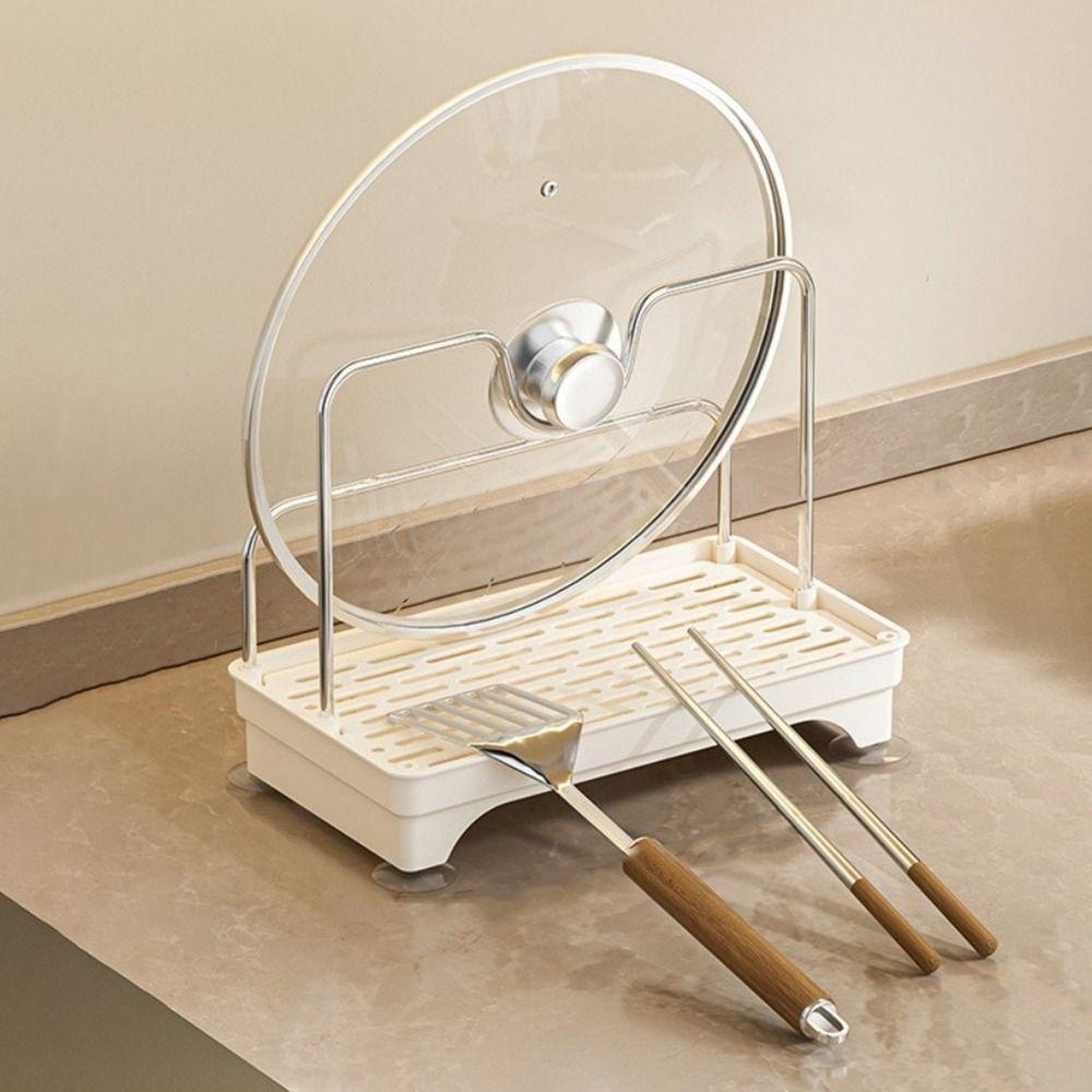 Stable Pot Cover Shelf Stainless Steel Sponge Holder Practical Pot Lid Rack  Counter-top Storage