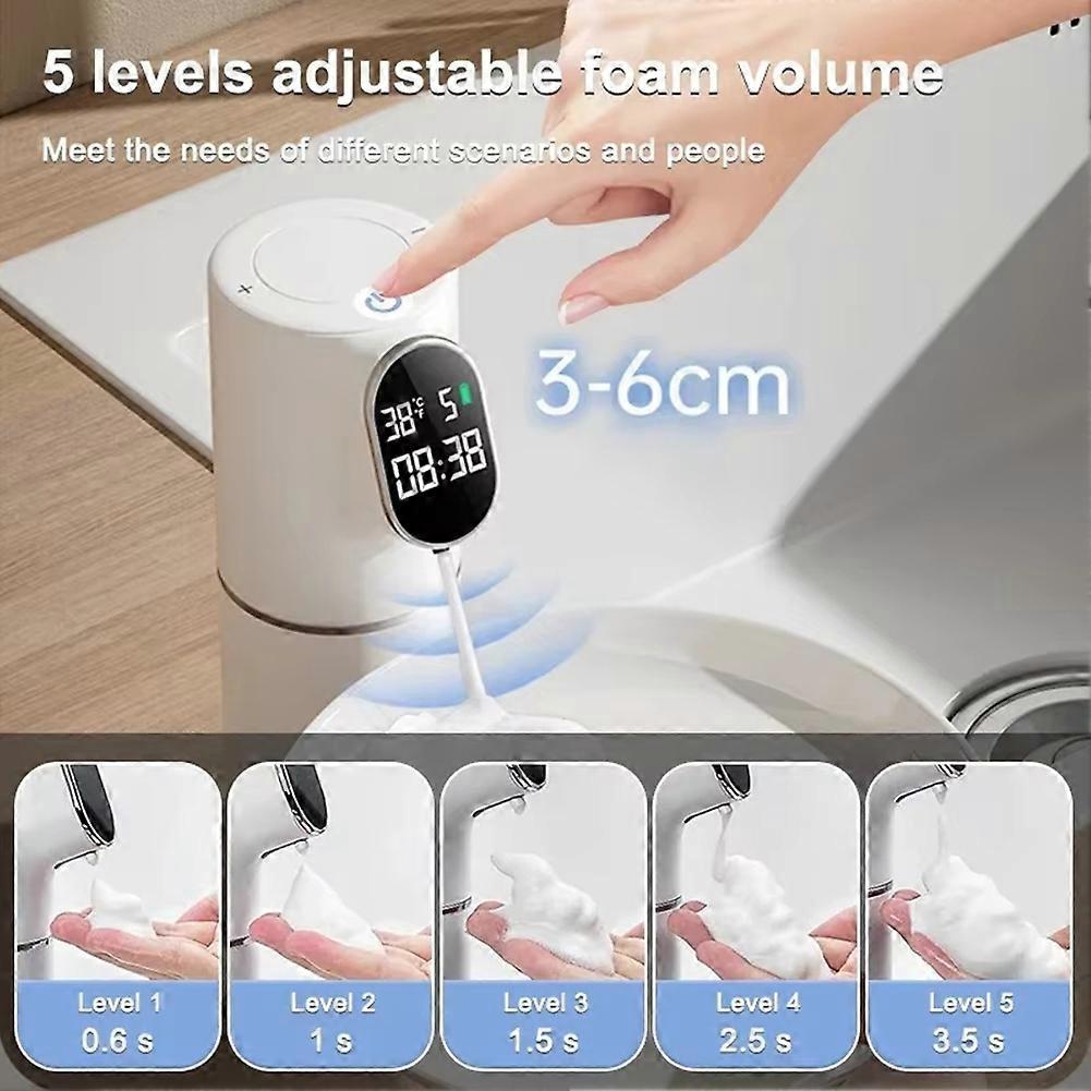 Smart Soap Foam Dispenser 5 Gear Touchless 320ml Temperature Time Display Automatic Infrared Sensor