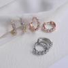 Women's Rose Gold One-Touch Ring with Silver Earrings (10605152)
