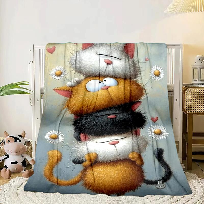 

Black Cat In Sunflower Town Blanket Flannel Blanket for bed, sofa, Camping, Hiking, Picnic Essentials, gift for family Fan gifts 75x90cm