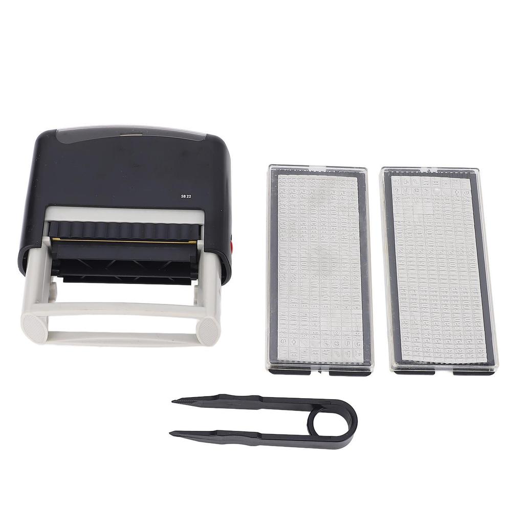 Letter Stamper Refillable Reusable 58x22MM Portable Design High Visibility Automatic Stamper with Tweezers for Office Stamping