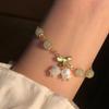 New Sweet Cute Vintage Pearl Lily Tulip Flower Bracelet Women Exquisite Fashion Tassel Peach Pendant Bracelets Trend Jewelry