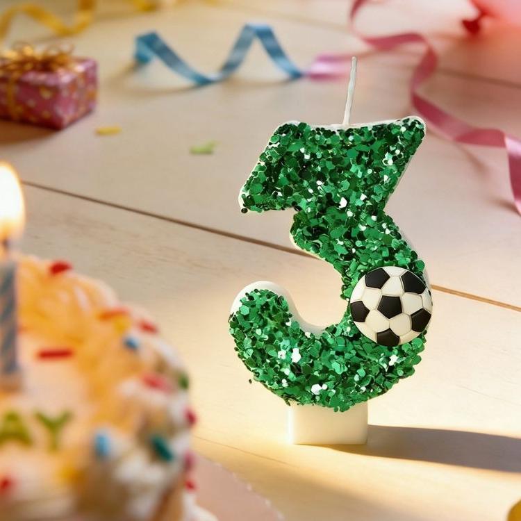 Football Cake Green Digital Candles Sphere Party Event Baking Decor For Kidsation 0-9 Happy Birthday Digital Candles