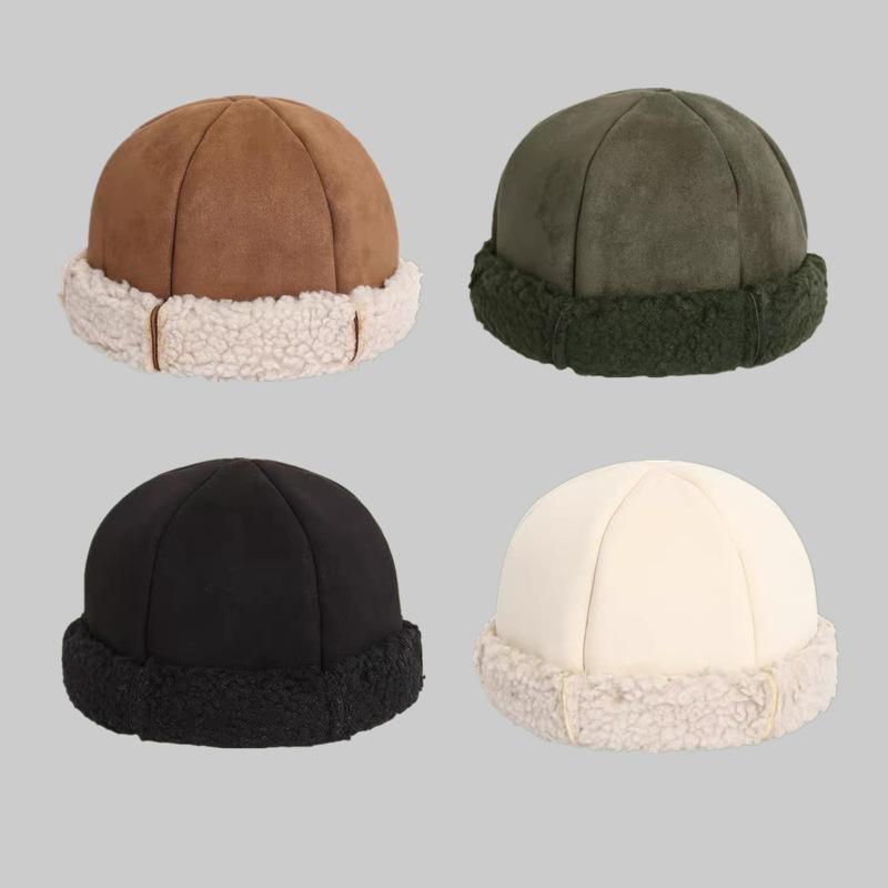 Suede lamb wool pullover hat Mongolian hat Windproof sailor hat Melon hat Autumn and winter warm fisherman's hat Children