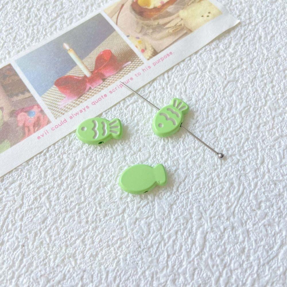 10pcs Handmade Craft Small Fish Beads Taiyaki Jewelry Making Material Spacer Loose Beads  Student