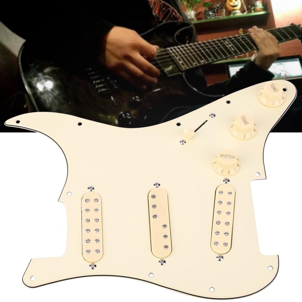 SSS29 Beige Plastic Electric Guitar Loaded Pickguard Pickup Loading Pick Guards Set