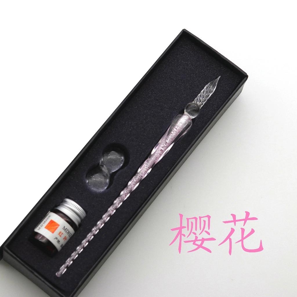 Colored Crystal Glass Dipping Pen Gift Box Gold Powder Colored Ink Signature Pen Friends Classmates Creative StationeryPens Gift