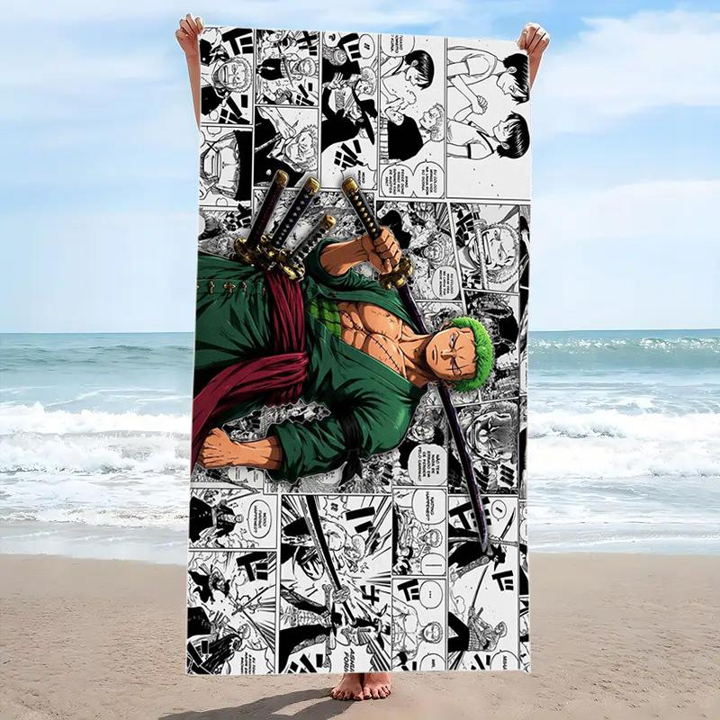 Roronoa Zoro Print Beach Towel, Large Soft Quick Dry Towel for Beach Camping Swimming