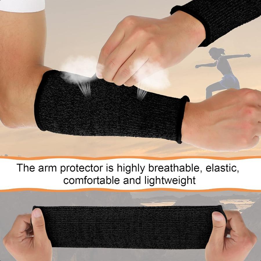 4 Pair Protective Arm Sleeves for Thin Skin AntiCut Burn Resistant Cover Forearm Sleeve for Cooking Construction Black 7.9 Inch
