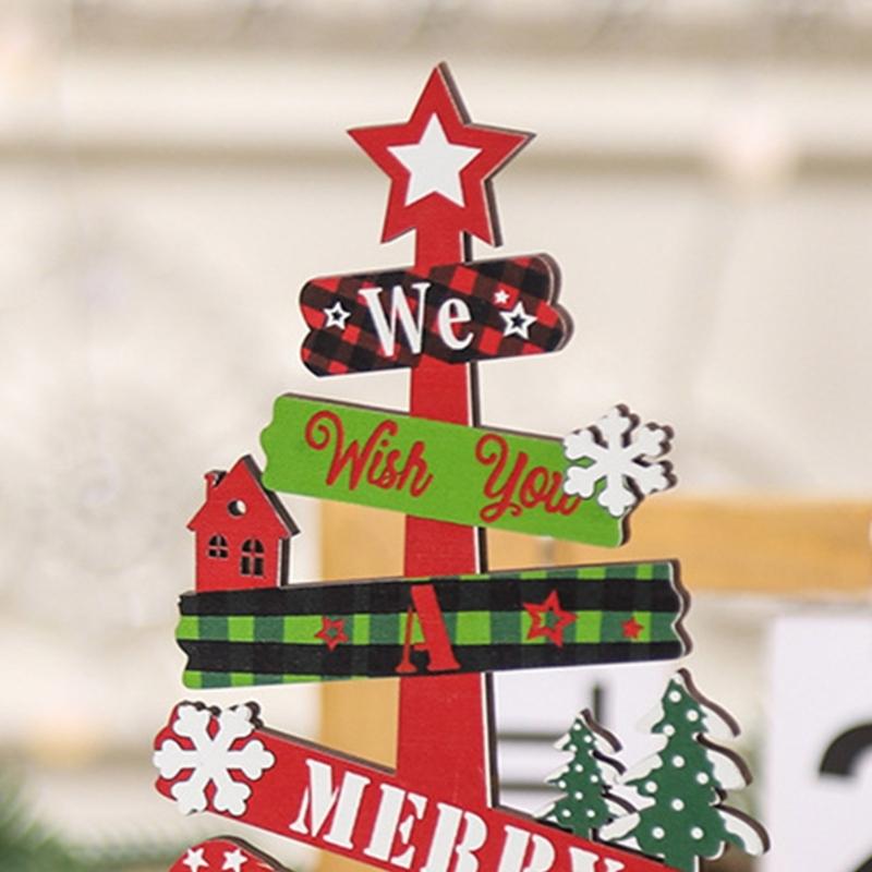 Festival Wood Christmas Decorations Christmas Tree Crafts Tabletop Centerpieces for Indoor Home Shops Decorations