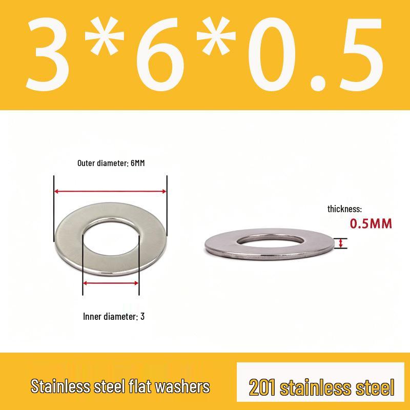 201 Stainless Steel Rust-proof Flat Washer - National Standard Hardware Fasteners with Complete Specifications, In Stock.