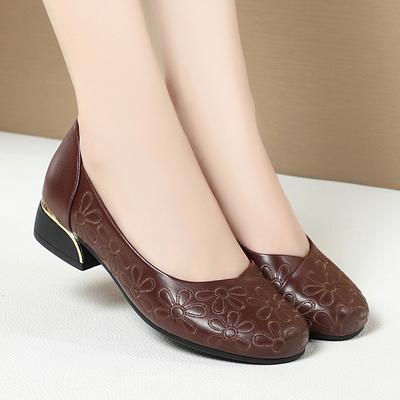 Damen Flats mit runder Zehenpartie, weicher Sohle und flachem Ausschnitt, Damenschuhe aus Leder, bequeme Schuhe