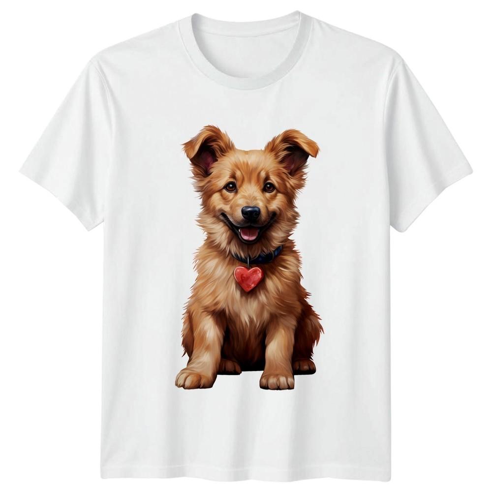 Happy Dog Puppy Animals Unisexs TShirt Unisexs Tee Heart Graphic Unisex Top S
