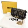 Great FENDI Nano bucket FF Logo Metal Zucca Pattern 2-Way Chain Shoulder Pouch Used
