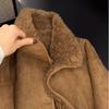 Retro Coffee Lamb Wool Jacket with Fur Lining - Warm, Stylish Top for Petite Sizes