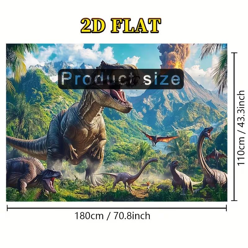 

Kids Dinosaur Volcano Tapestry, 2D Flat Prehistoric Jurassic Wall Hanging, Large Size Wall Art for Party, Bedroom, Nursery 47.2x31.5inch/120*80cm