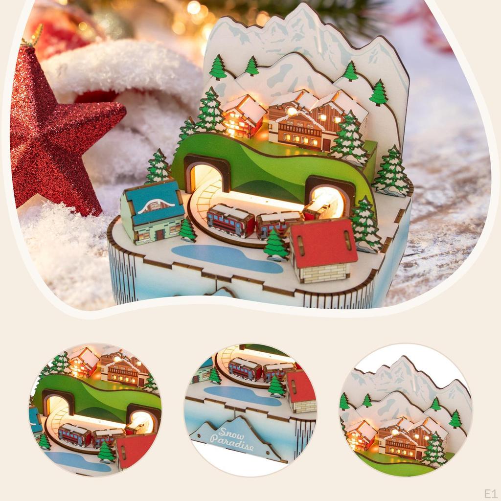 Material Christmas Music Box Lighting Creative Ornament Collection Miniature Toys Musical for