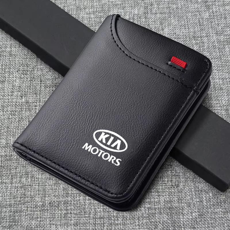 Car Men's Leather Wallet Motor Vehicles Card Ticket Storage Bag For Kia Rio Ceed Sportage Cerato Soul Sorento Picanto Optima