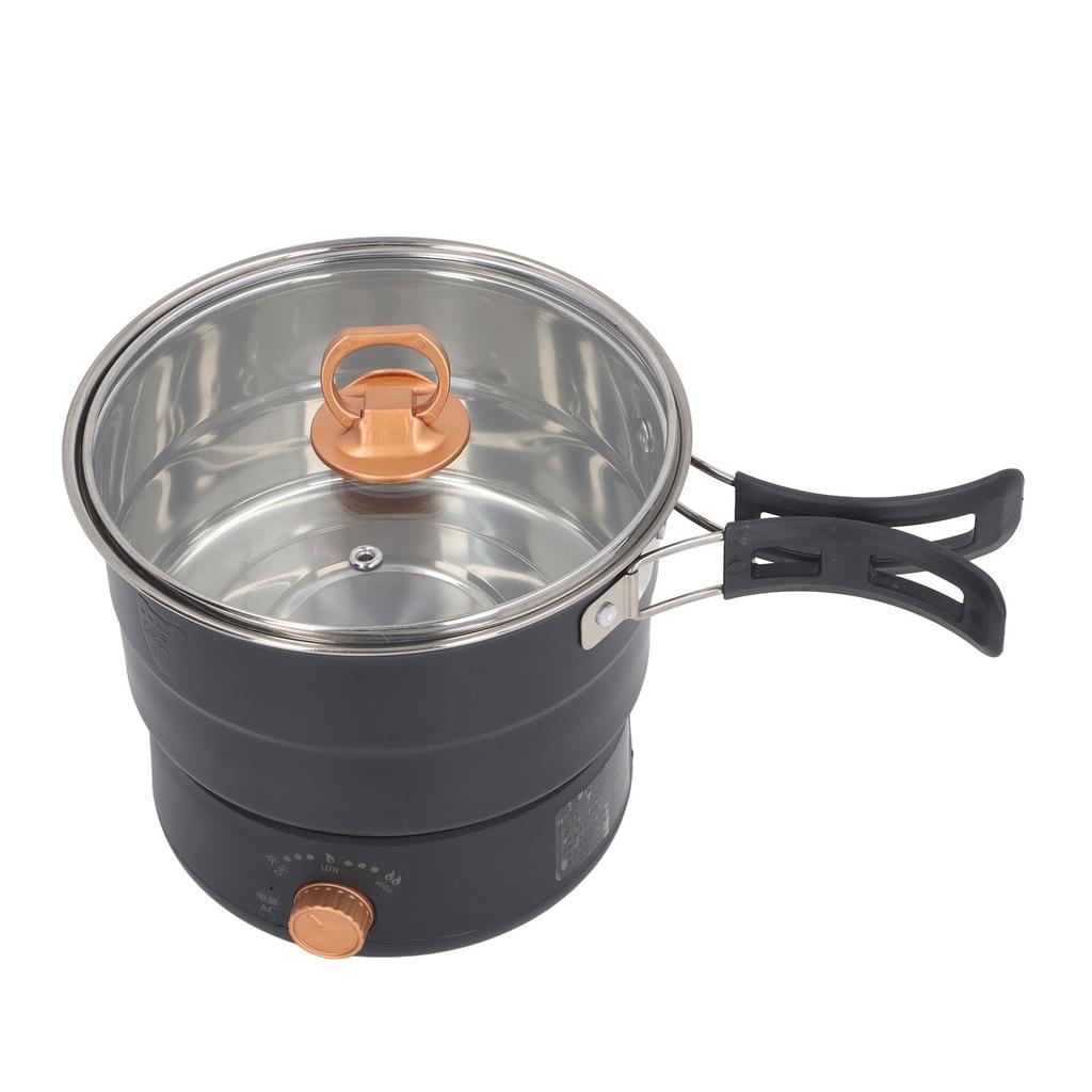 500W 1,6L Bærbar elektrisk koker med sammenleggbart håndtak Varm gryte for leirhybel Avtakbar Multi