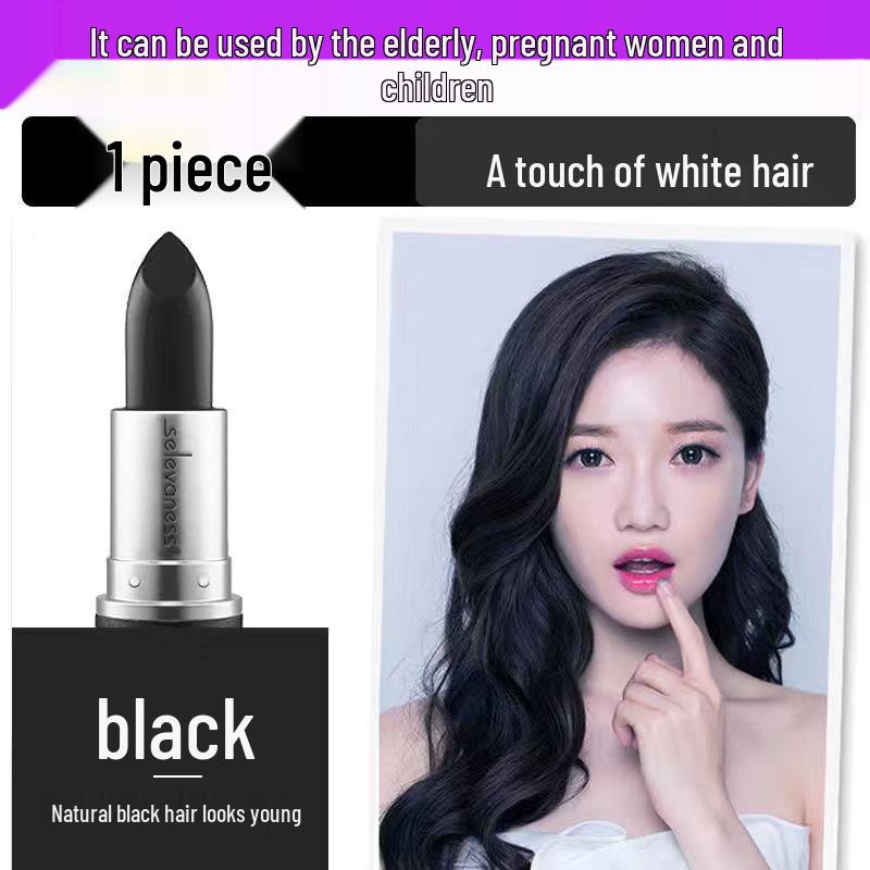 Stick Vopsea de Păr Temporară: Camuflant Instant pentru Păr Alb, Maro Castaniu/Negru, Stil Ruj