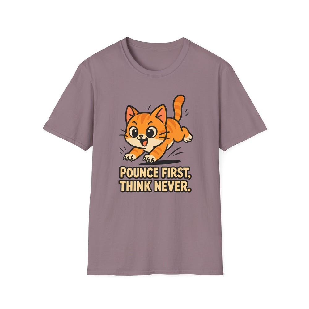 

Unisex Softstyle T-Shirt Orange Tabby Kitten Funny Pounce First Think Never 2XL