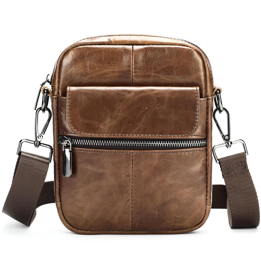 MASIWEI Herr Äkta Läder Axelväska - Bästsäljande Casual Crossbody Messenger Väska