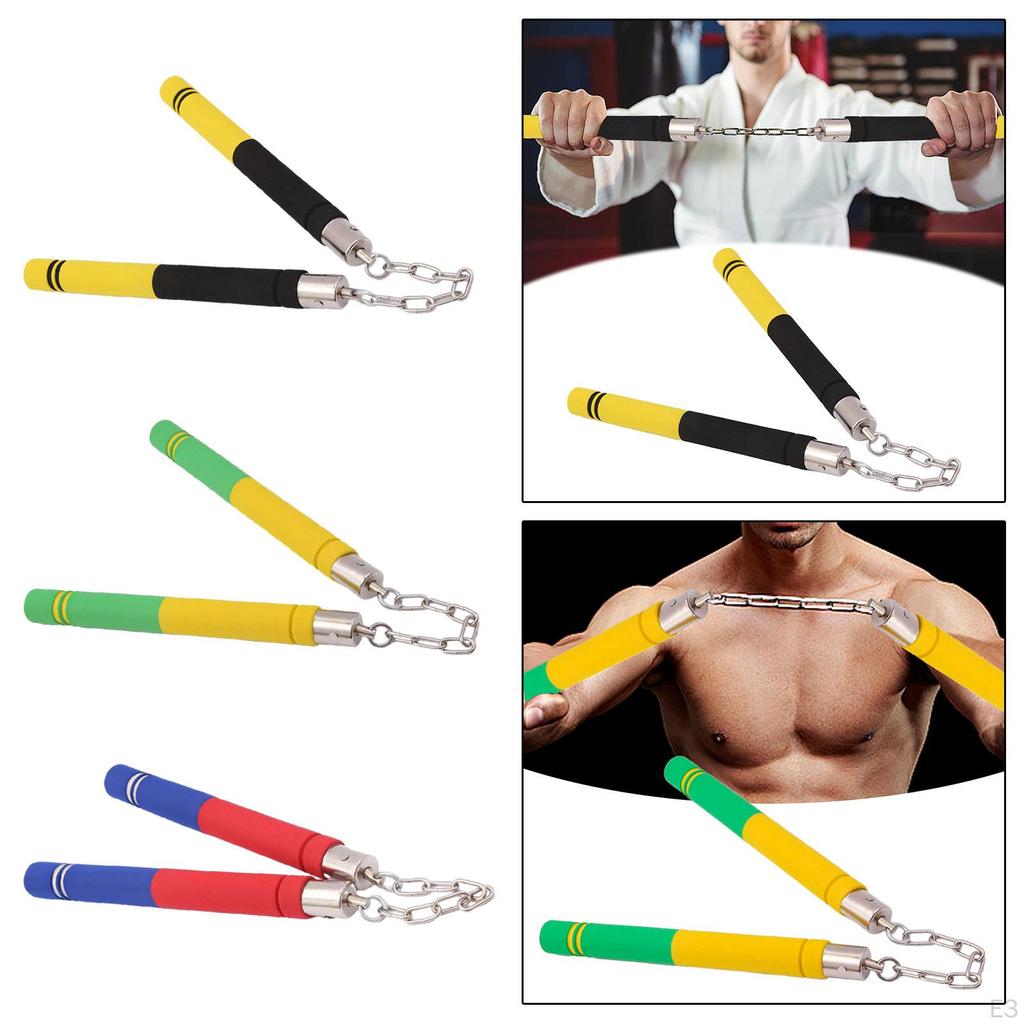 Foam Nunchucks for Kids Adults Toy Nunchakus Sports Practicing Taekwondo Black Yellow