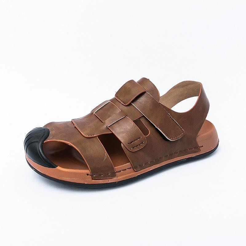 

Новые летние мужские сандалии ручной работы, уличные, дышащие и износостойкие, на толстой подошве, пляжная обувь, сандалии с защитой от столкновений с закрытым носком 45