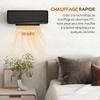 Wall-Mounted Fan Heater, Oscillating 2000 W, PTC Ceramic, 3 Power Levels, 56 x 11.7 x 18.5 cm, Black