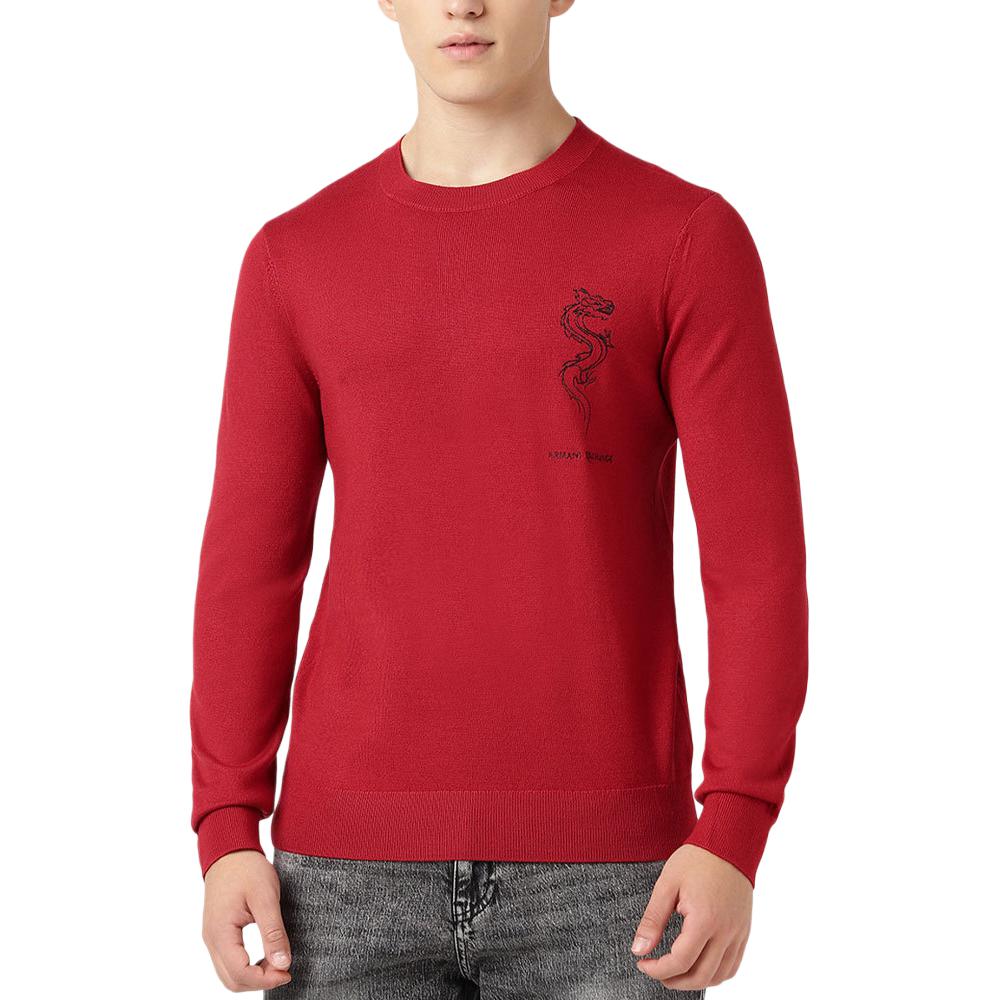 Armani Exchange Dragon Letter Embroidered Crew Neck Long Sleeve Sweater Men sweater 3DZM2T-ZM3XZ-1435