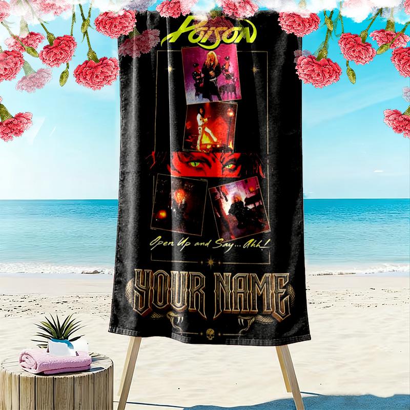 Name Custom Poison Print Beach Towel, Large Soft Quick Dry Towel for Beach Camping Swimming