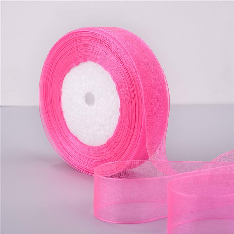 2.5cm * 50 Yards Lace Gauze Ribbon Chiffon Ribbon Valentine'S Day Transparent Flower Packaging DIY Handmade Straps Lace Fabric