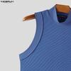 INCERUN Men Sleeveless Solid Color Fitted Ribbed Casual Tank Tops Vest