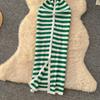 Summer Women Casual V-neck Striped Knitted Sweater Long Maxi Split Slim Bodycon Sheath Dresses