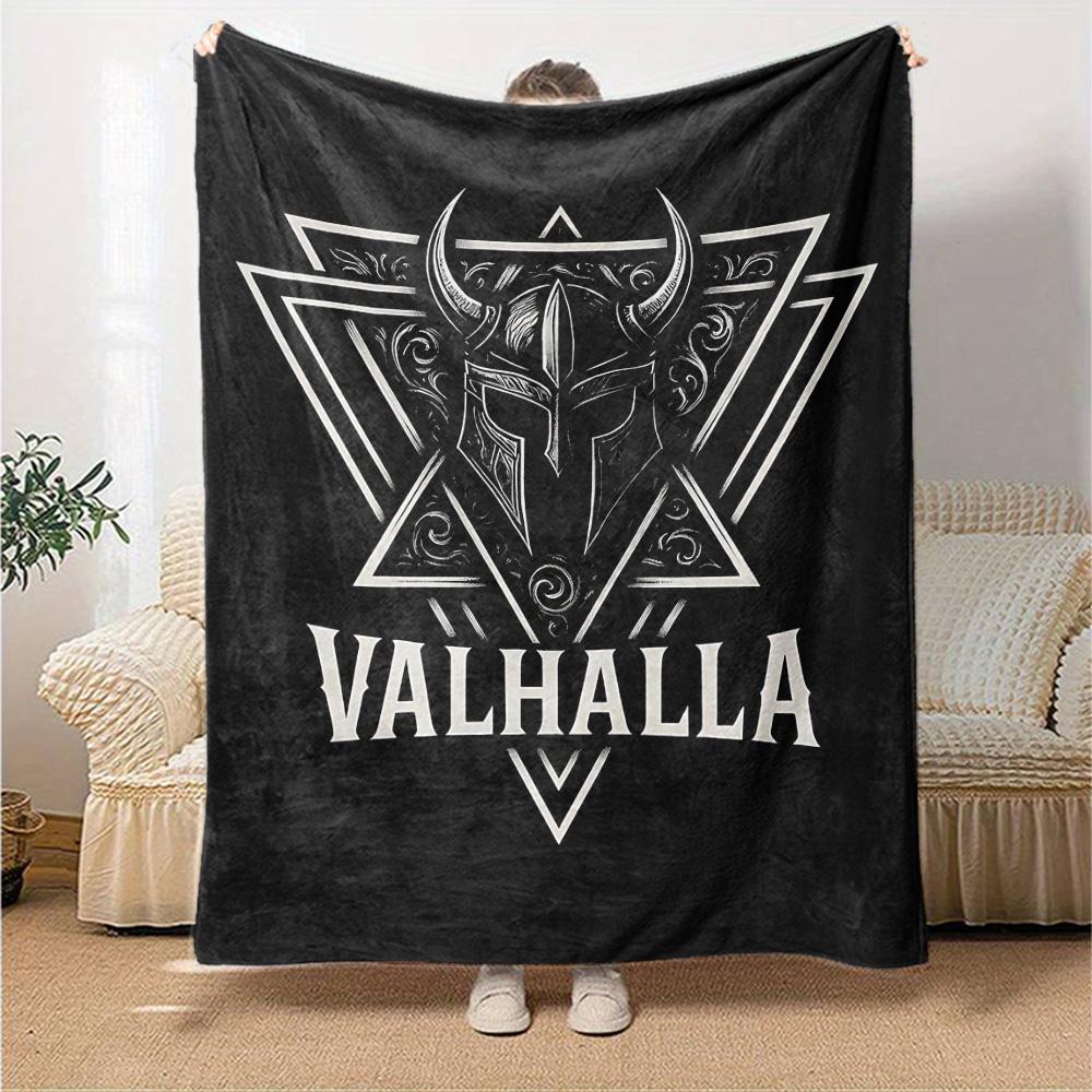 1pc Valhalla Viking Throw Blanket Soft Flannel, Cozy All Season Polyester Perfect for Home, Office