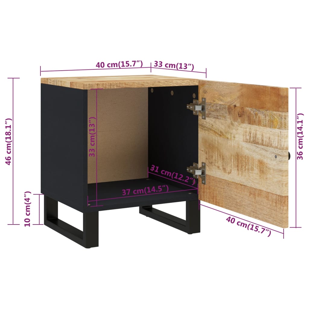 Nightstand 40 x 33 x 46 cm Solid Mango Wood