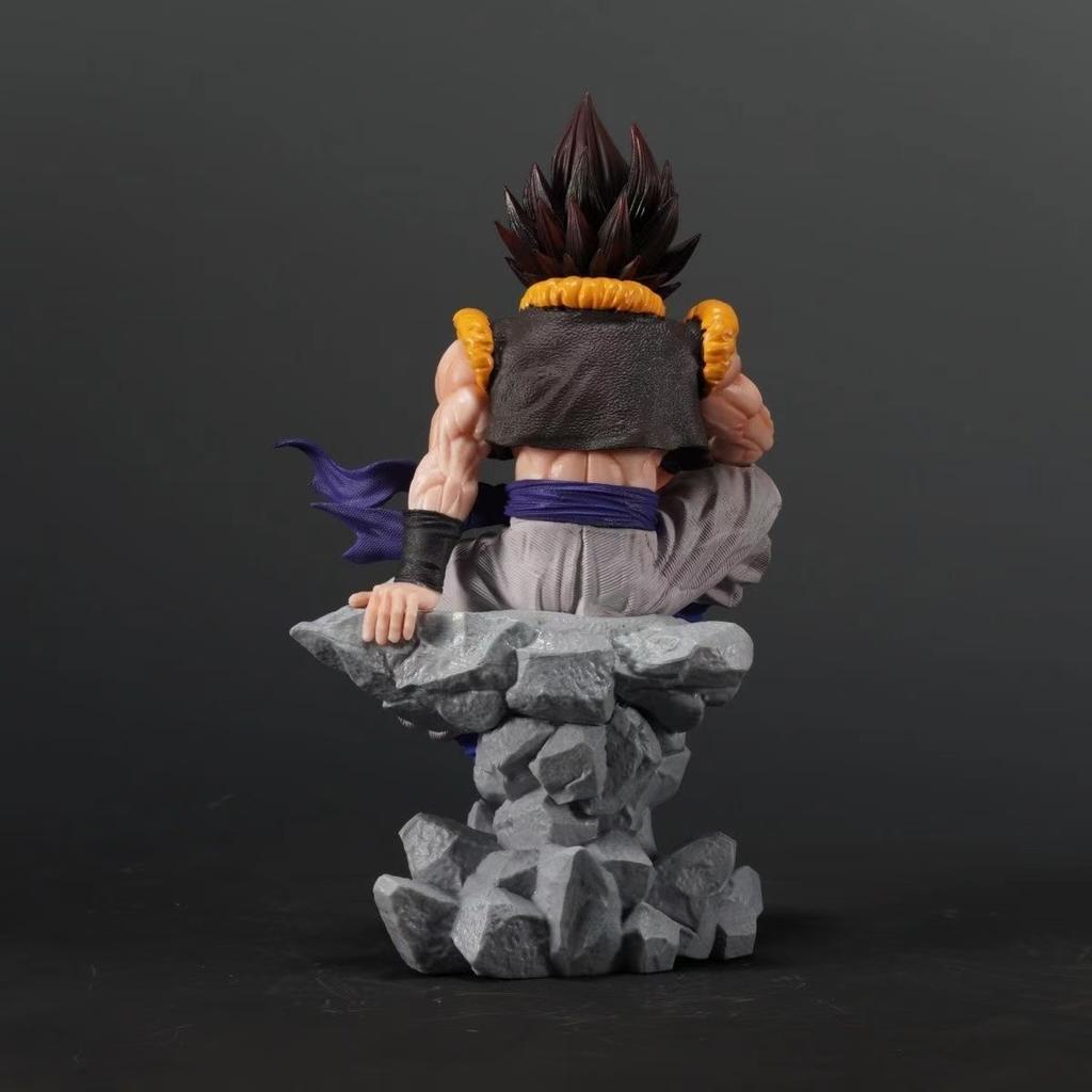 23cm Anime Dragon Ball Figure Gk Gogeta Three Head Replaceable Sitting Figures Pvc Model Doll Ornaments Toys Gift