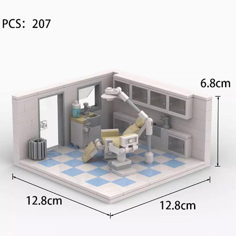 MOC Stadt Straßenszene Zahnarztpraxis Serie Bausteine Krankenhaus Labor Mediziner Zahnarzt Zähne Stein Freund Spielzeug Geschenk